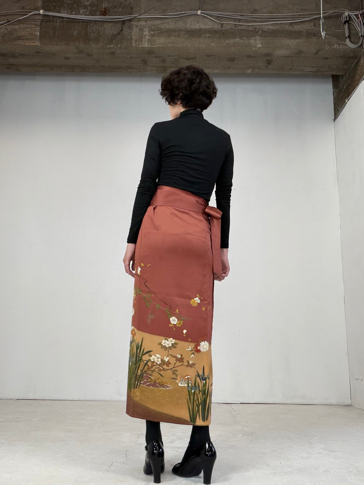 IROTOME SKIRT UPCYCLED FROM JAPANESE KIMONO "107"