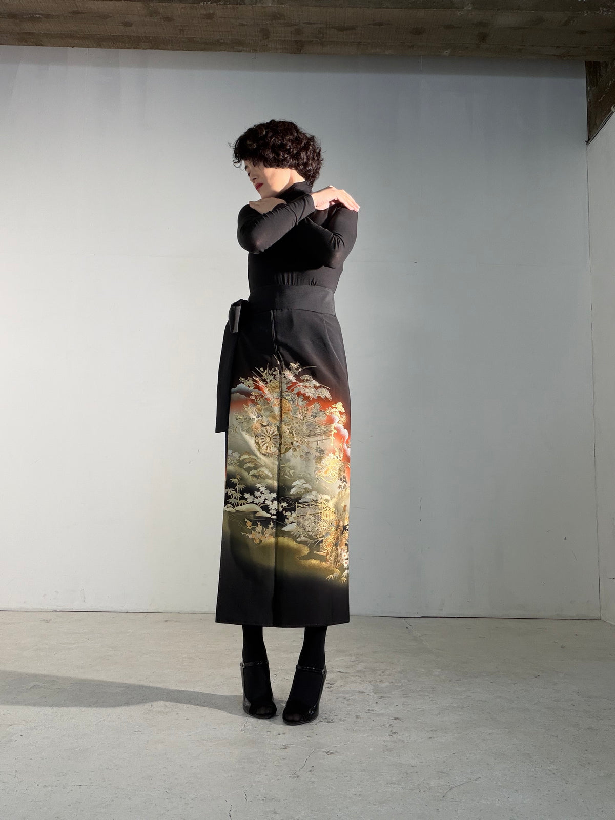 EDO-ZUMA SKIRT UPCYCLED FROM JAPANESE KIMONO "EDO070"