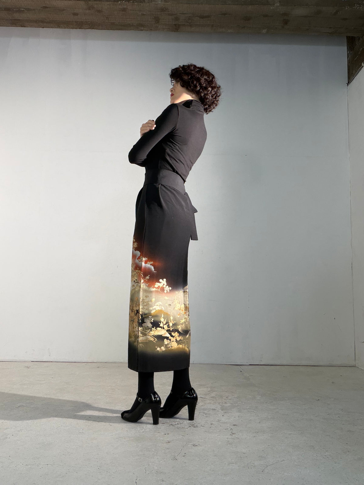 EDO-ZUMA SKIRT UPCYCLED FROM JAPANESE KIMONO "EDO070"