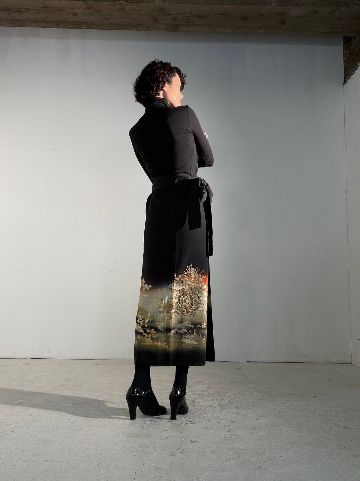 EDO-ZUMA SKIRT UPCYCLED FROM JAPANESE KIMONO "EDO070"