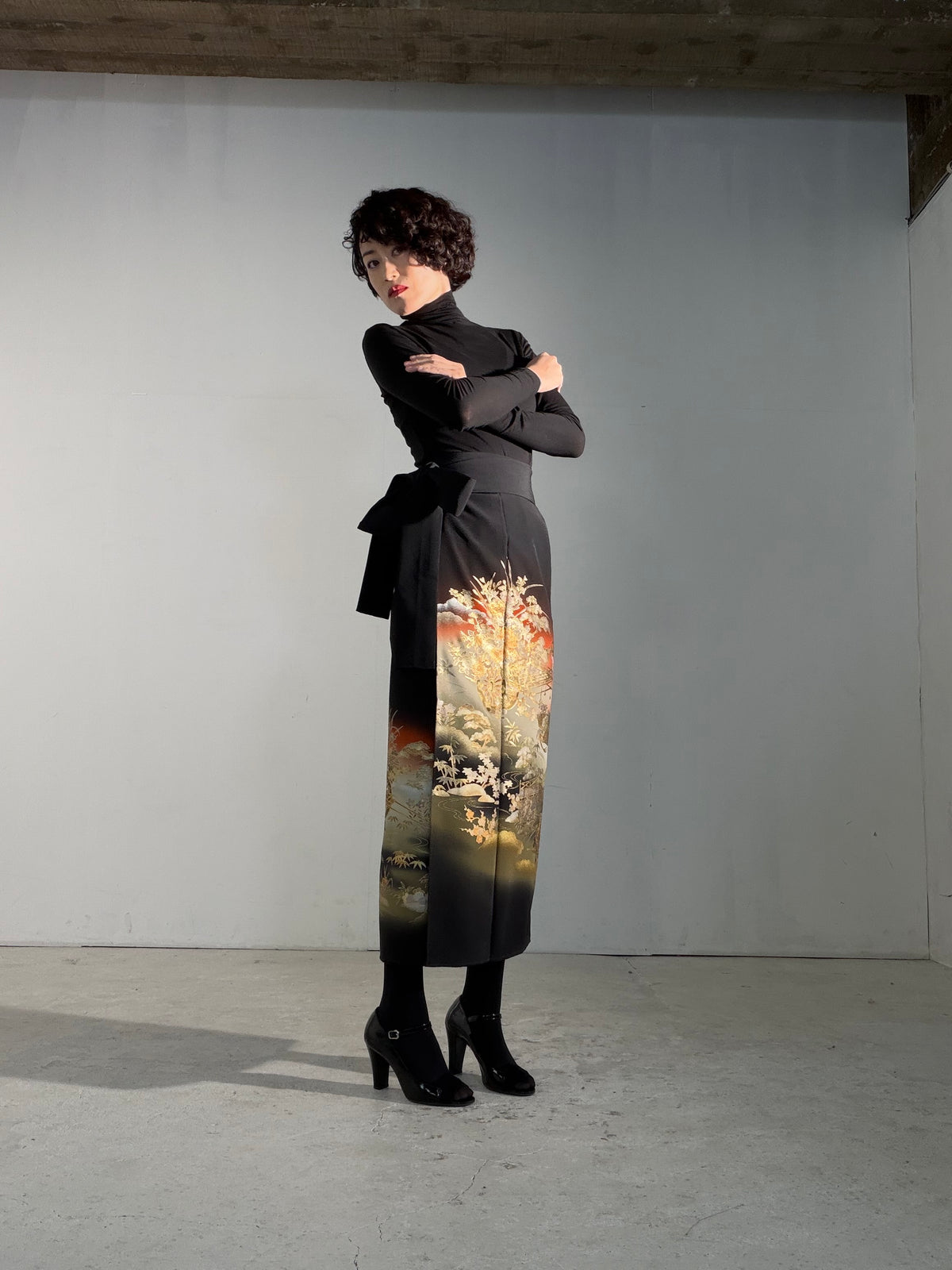 EDO-ZUMA SKIRT UPCYCLED FROM JAPANESE KIMONO "EDO070"