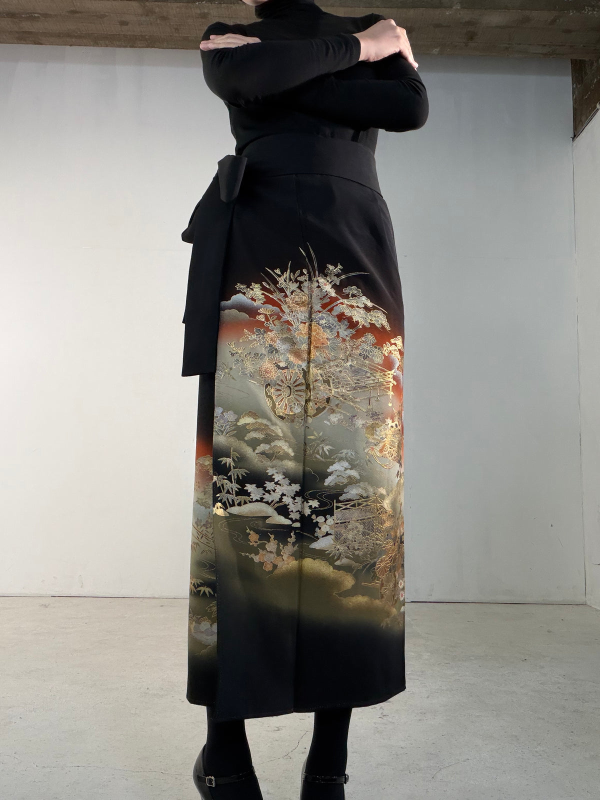 EDO-ZUMA SKIRT UPCYCLED FROM JAPANESE KIMONO "EDO070"