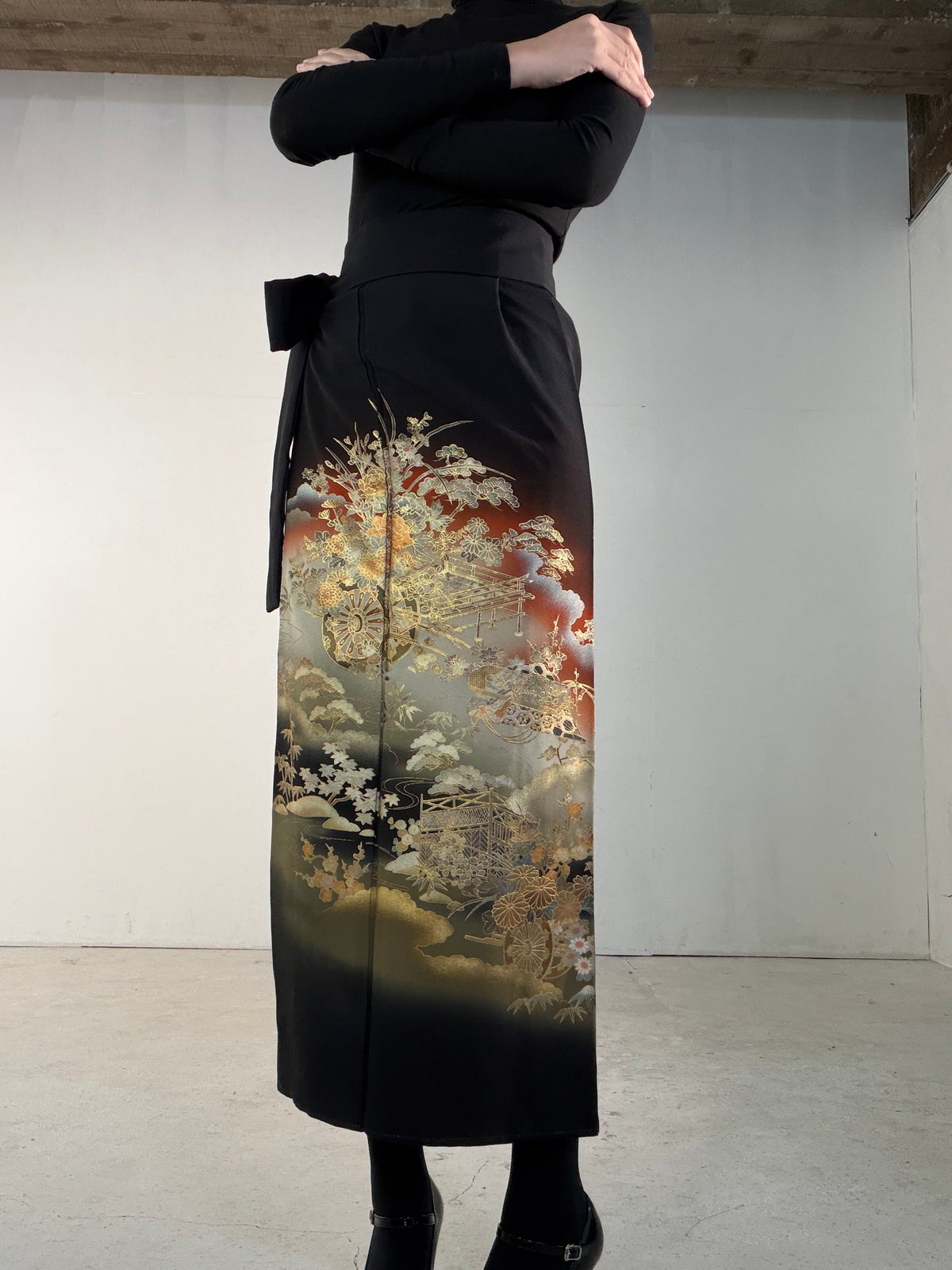 EDO-ZUMA SKIRT UPCYCLED FROM JAPANESE KIMONO "EDO070"