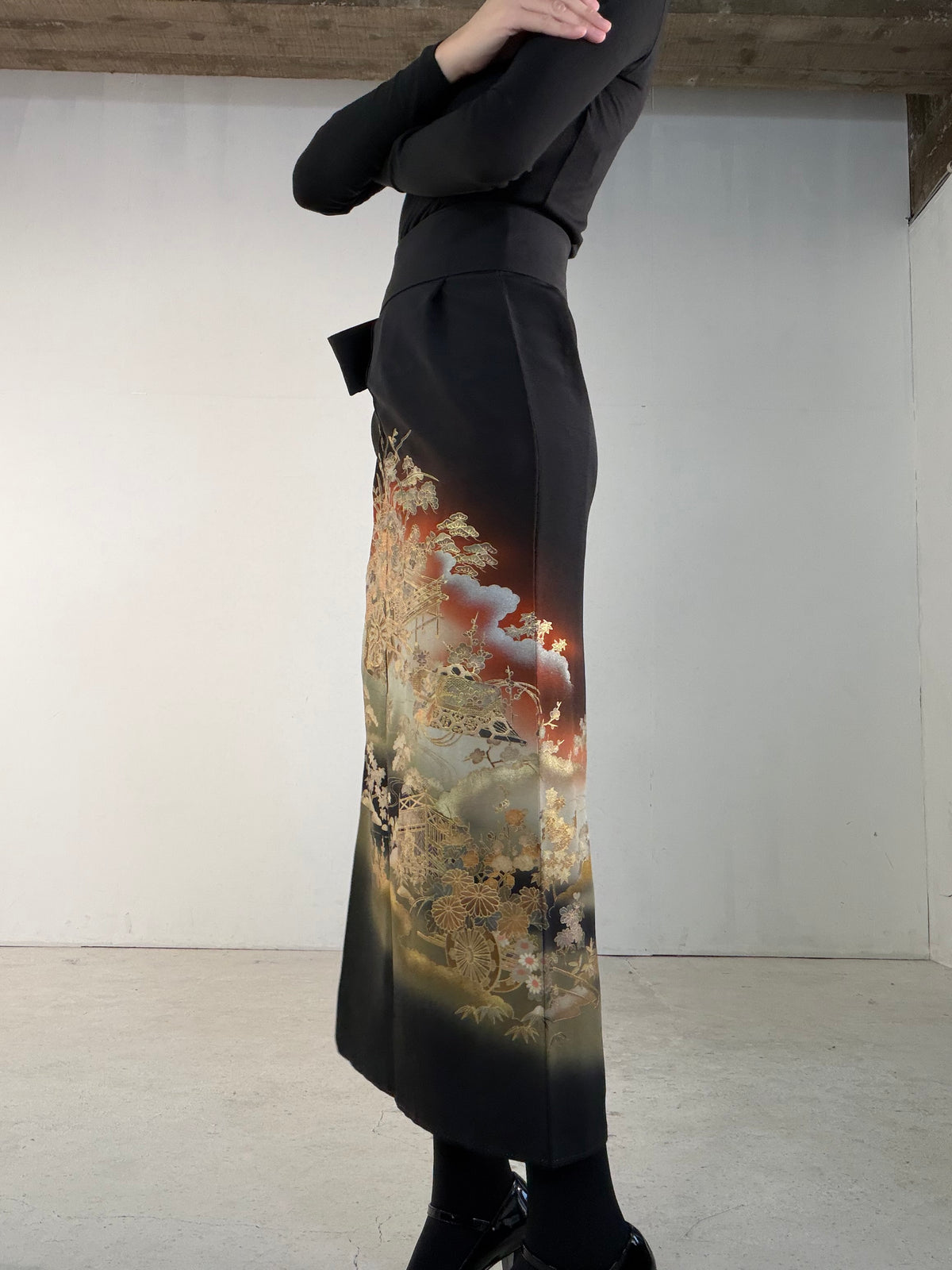EDO-ZUMA SKIRT UPCYCLED FROM JAPANESE KIMONO "EDO070"