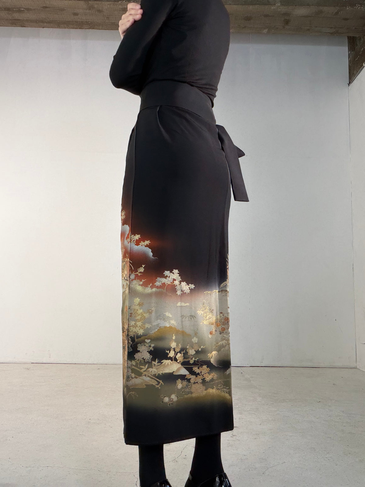 EDO-ZUMA SKIRT UPCYCLED FROM JAPANESE KIMONO "EDO070"