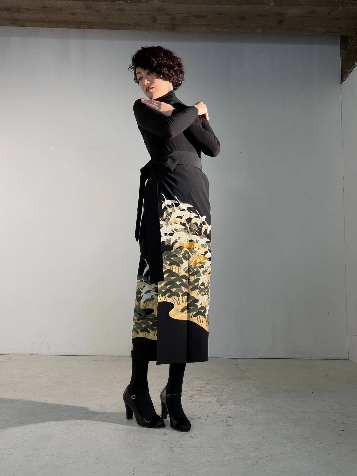 EDO-ZUMA SKIRT UPCYCLED FROM JAPANESE KIMONO "EDO069"