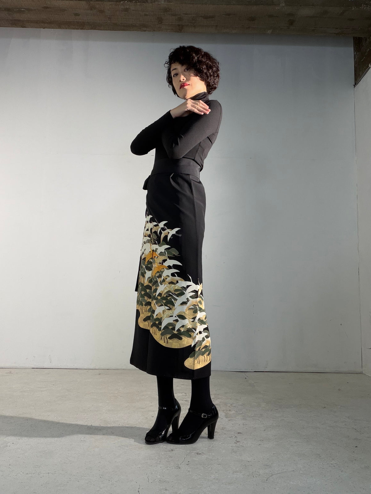 EDO-ZUMA SKIRT UPCYCLED FROM JAPANESE KIMONO "EDO069"