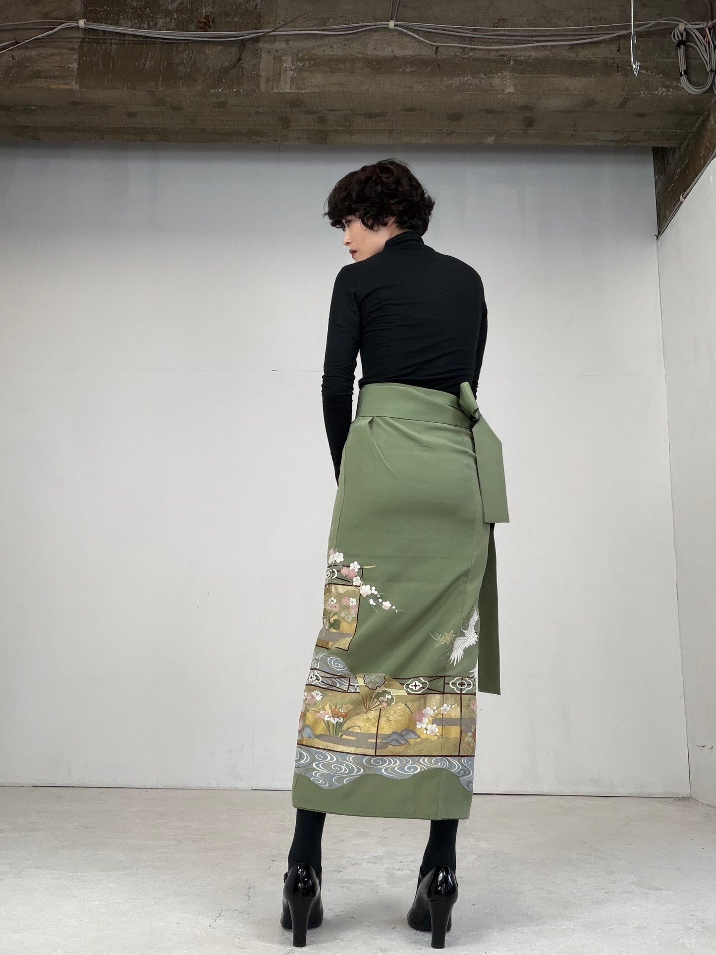 IROTOME SKIRT UPCYCLED FROM JAPANESE KIMONO "106"