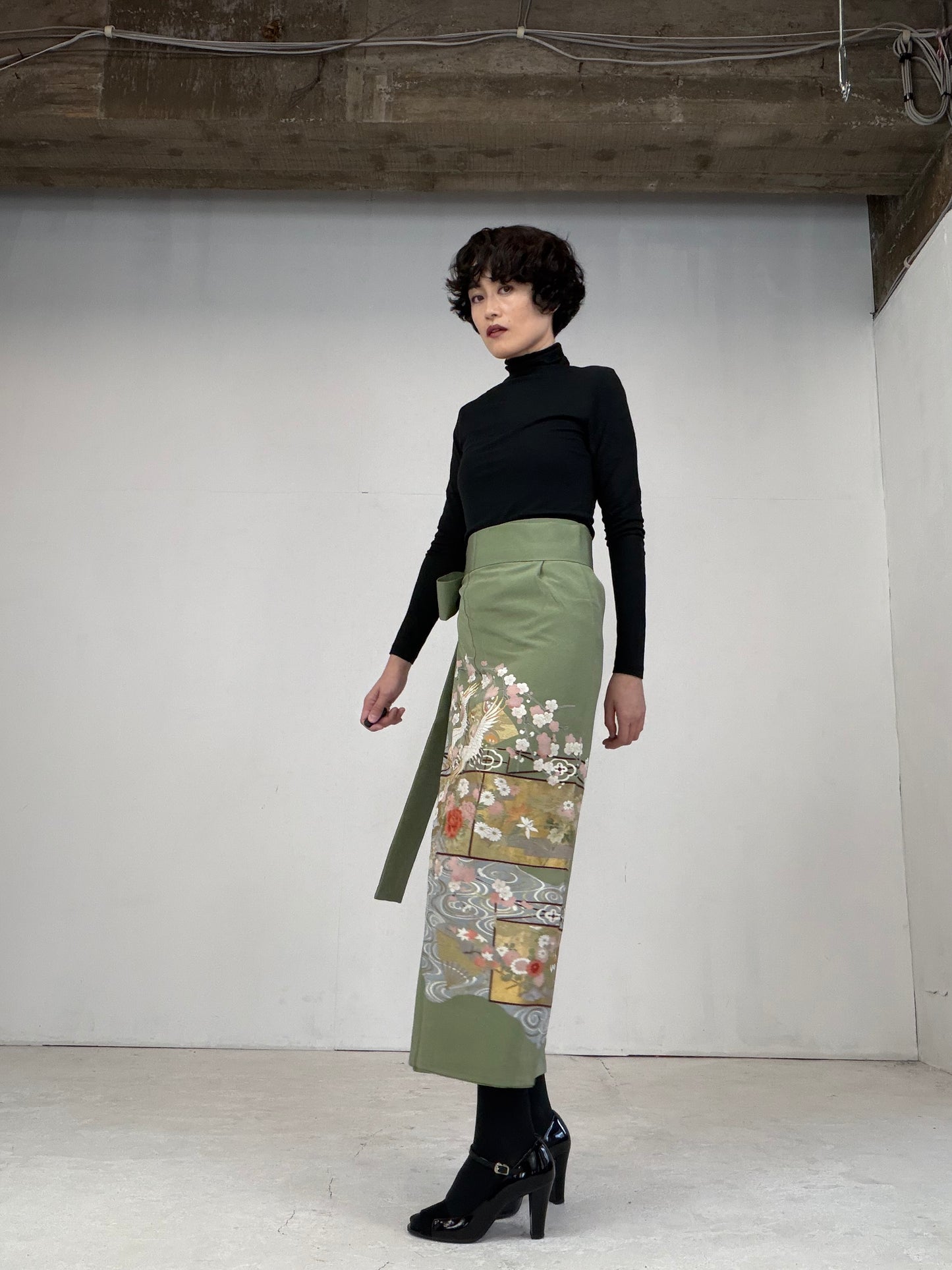 IROTOME SKIRT UPCYCLED FROM JAPANESE KIMONO "106"