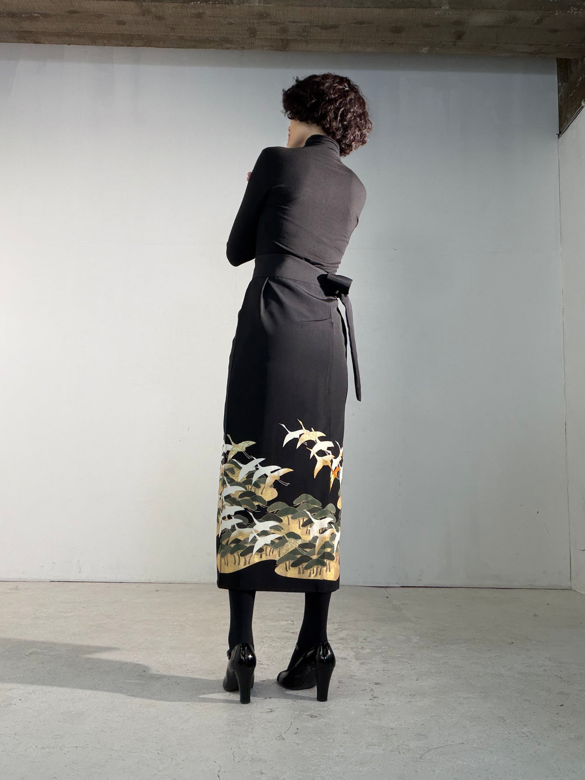 EDO-ZUMA SKIRT UPCYCLED FROM JAPANESE KIMONO "EDO069"