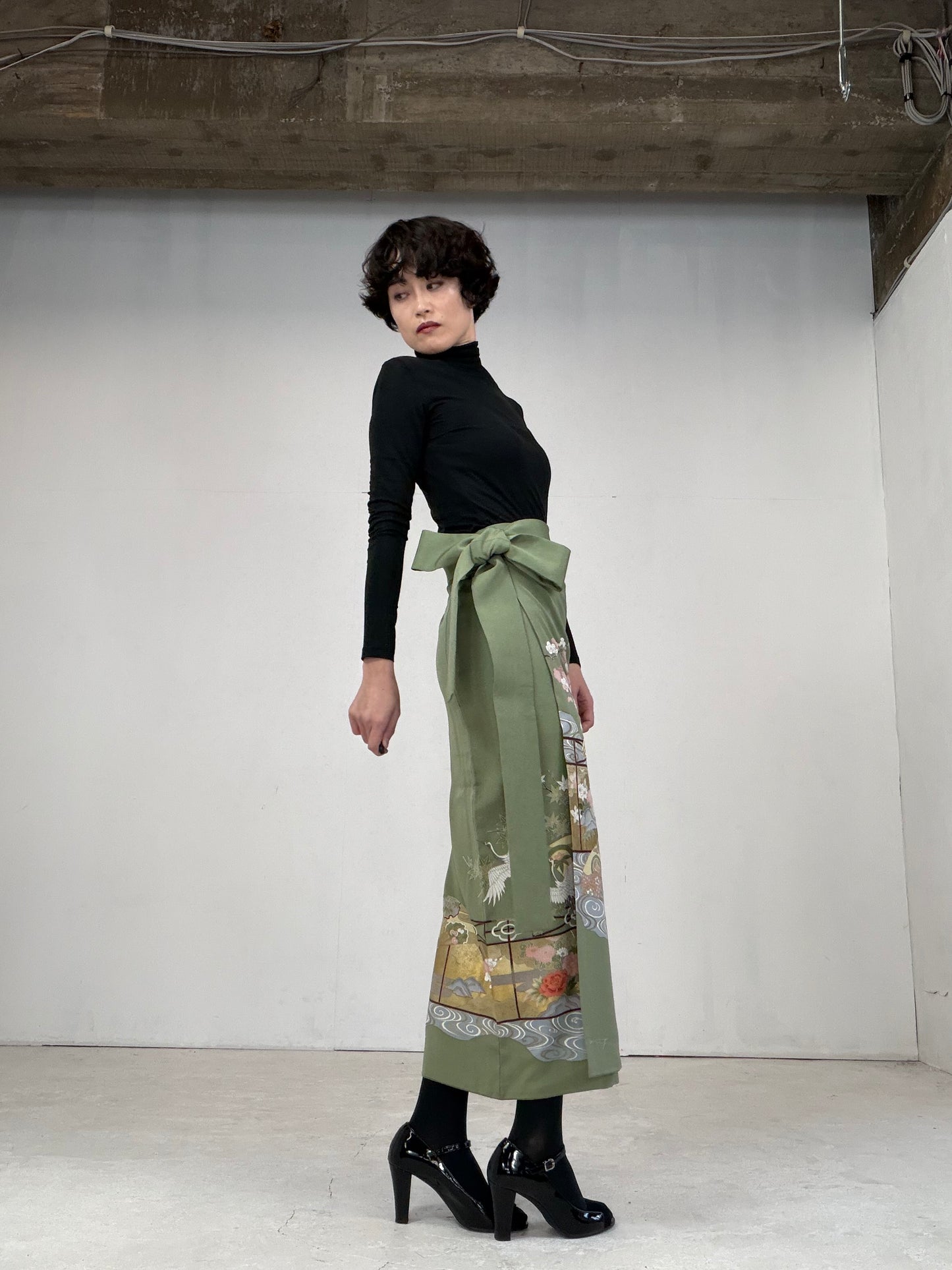 IROTOME SKIRT UPCYCLED FROM JAPANESE KIMONO "106"