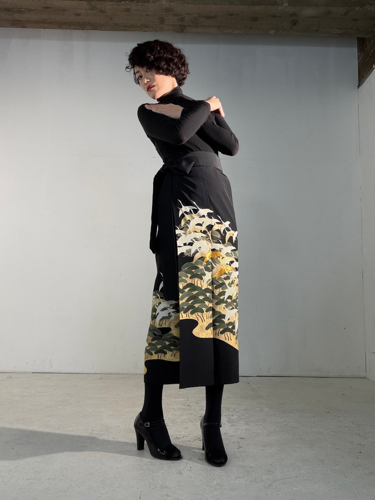 EDO-ZUMA SKIRT UPCYCLED FROM JAPANESE KIMONO "EDO069"