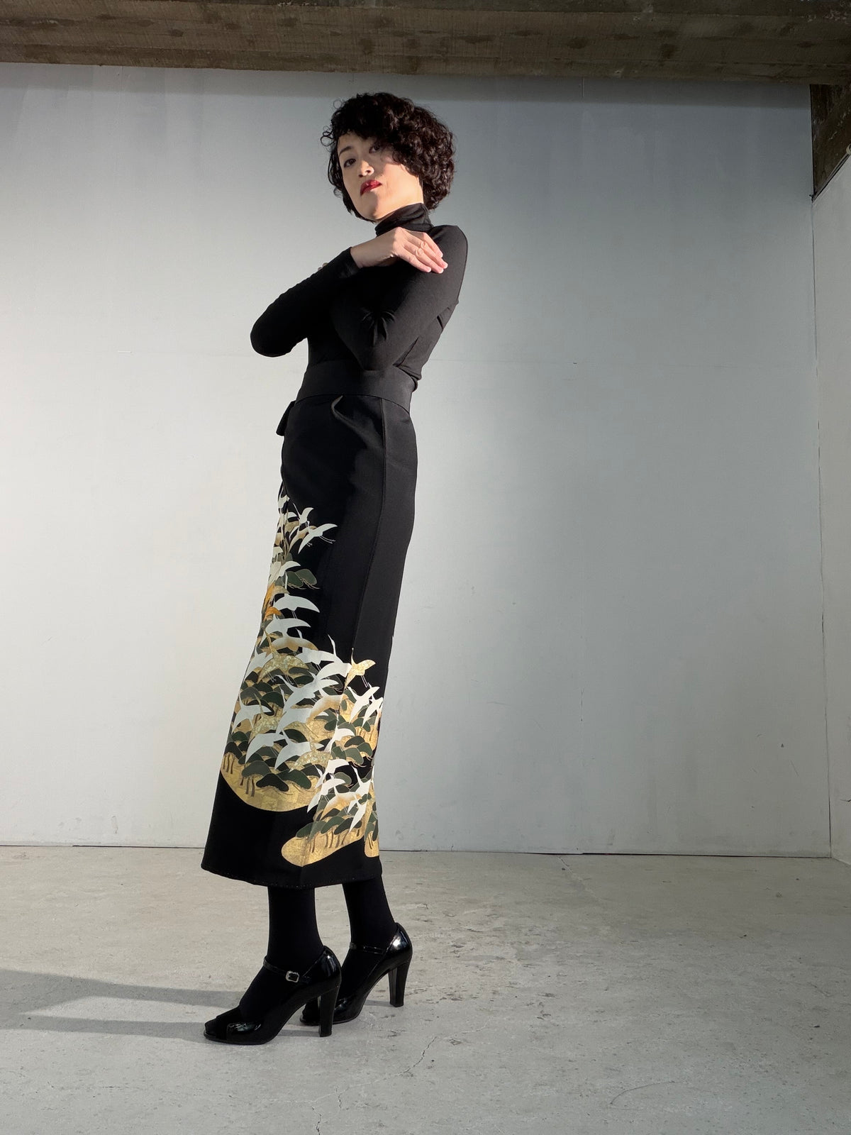 EDO-ZUMA SKIRT UPCYCLED FROM JAPANESE KIMONO "EDO069"