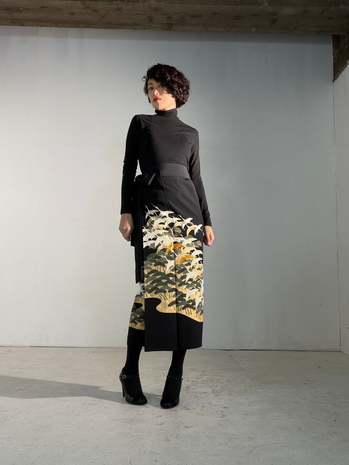 EDO-ZUMA SKIRT UPCYCLED FROM JAPANESE KIMONO "EDO069"