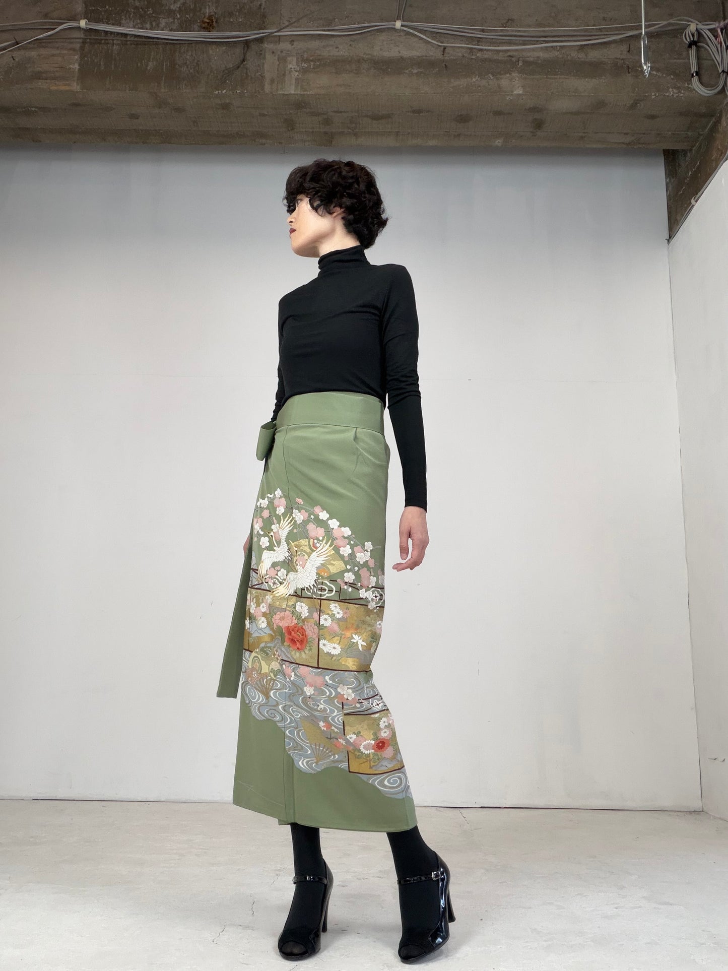 IROTOME SKIRT UPCYCLED FROM JAPANESE KIMONO "106"