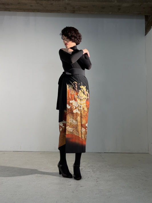 EDO-ZUMA SKIRT UPCYCLED FROM JAPANESE KIMONO "EDO068"