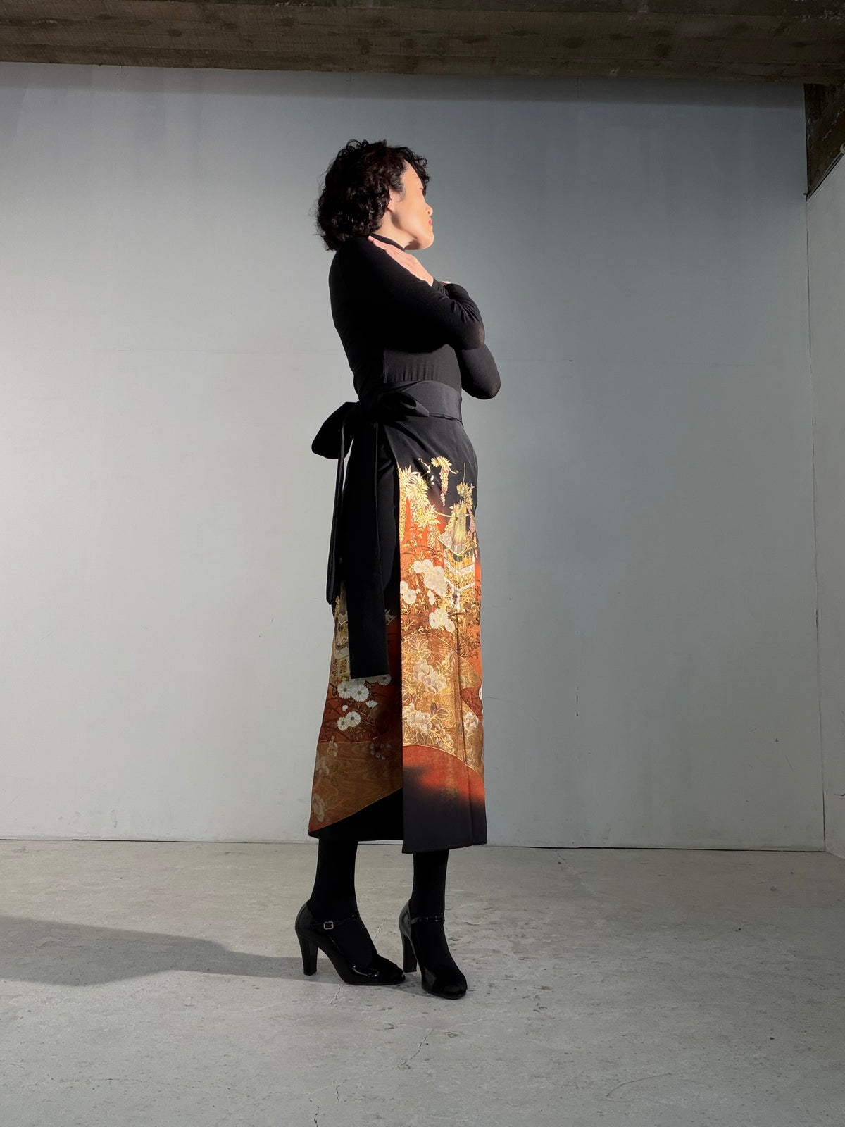EDO-ZUMA SKIRT UPCYCLED FROM JAPANESE KIMONO "EDO068"