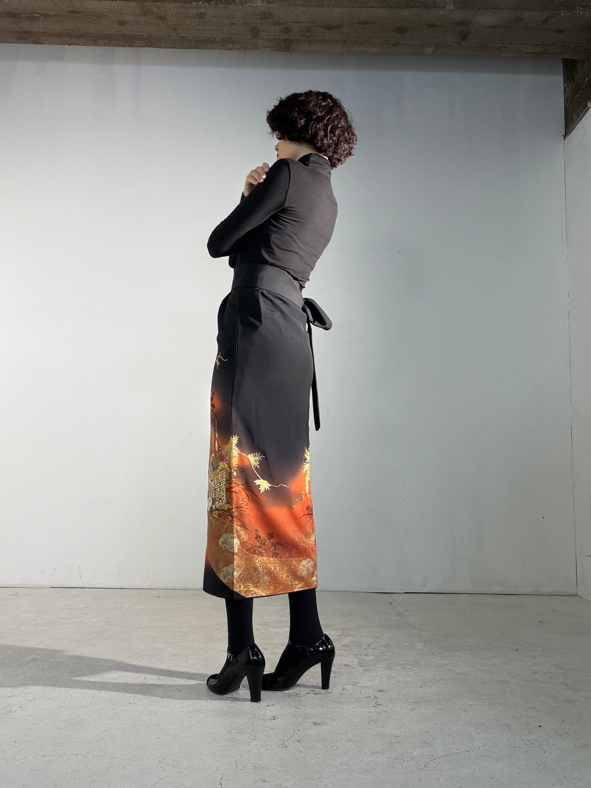 EDO-ZUMA SKIRT UPCYCLED FROM JAPANESE KIMONO "EDO068"