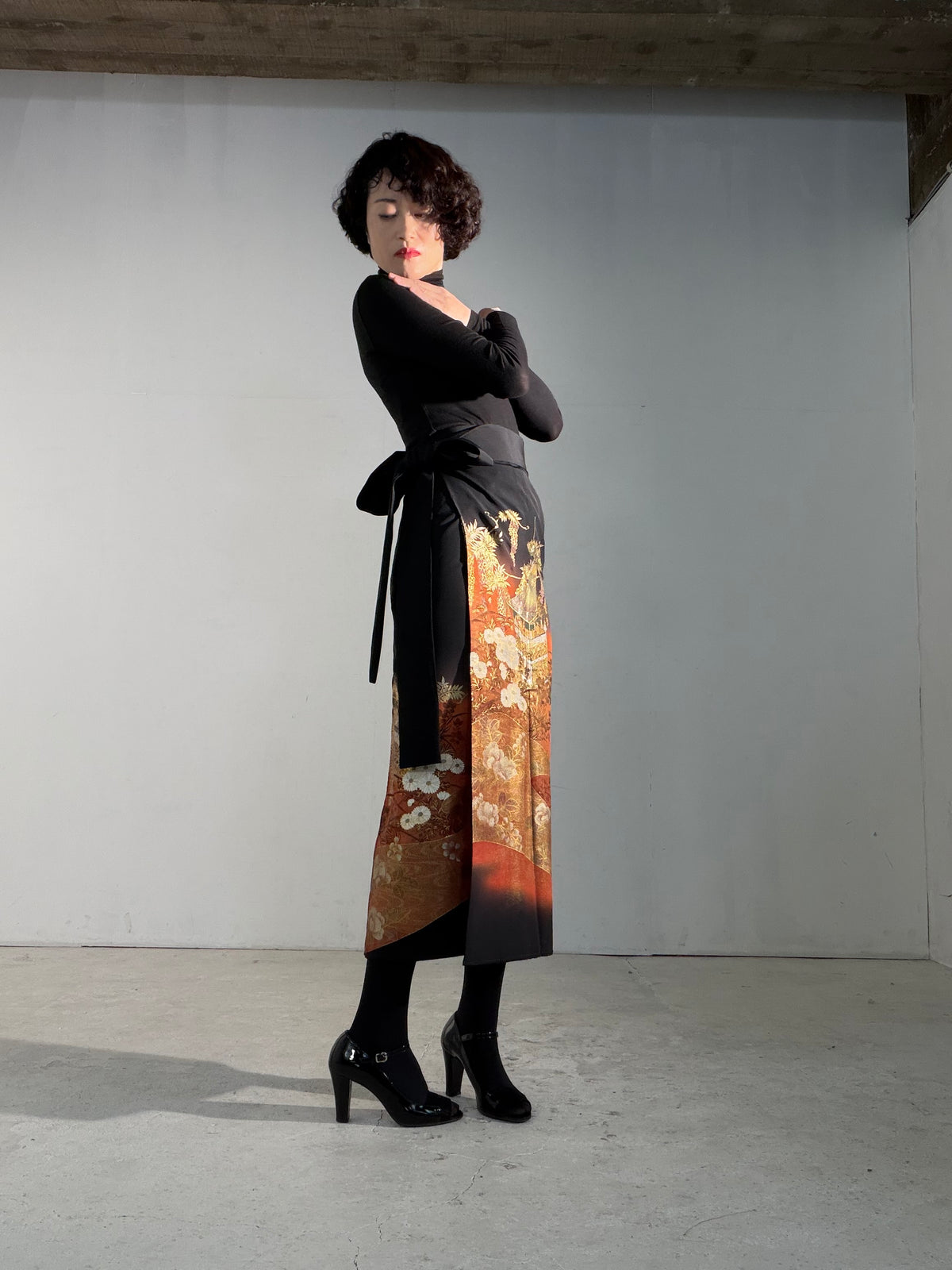 EDO-ZUMA SKIRT UPCYCLED FROM JAPANESE KIMONO "EDO068"