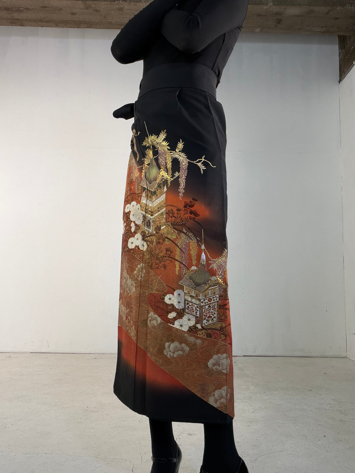 EDO-ZUMA SKIRT UPCYCLED FROM JAPANESE KIMONO "EDO068"
