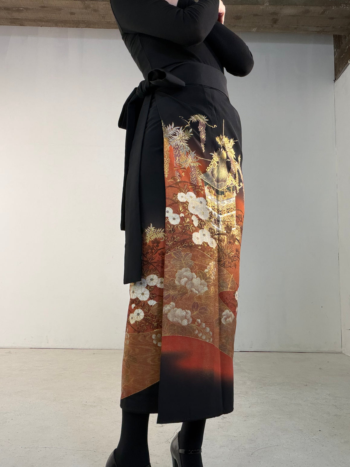 EDO-ZUMA SKIRT UPCYCLED FROM JAPANESE KIMONO "EDO068"