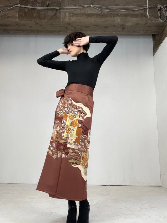 IROTOME SKIRT UPCYCLED FROM JAPANESE KIMONO "104"