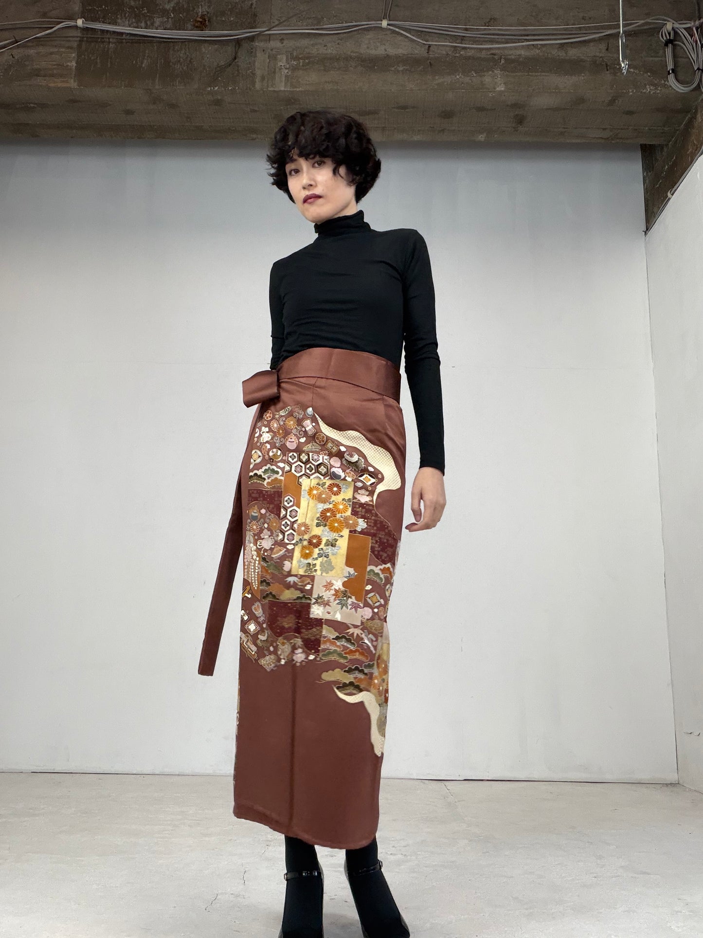 IROTOME SKIRT UPCYCLED FROM JAPANESE KIMONO "104"