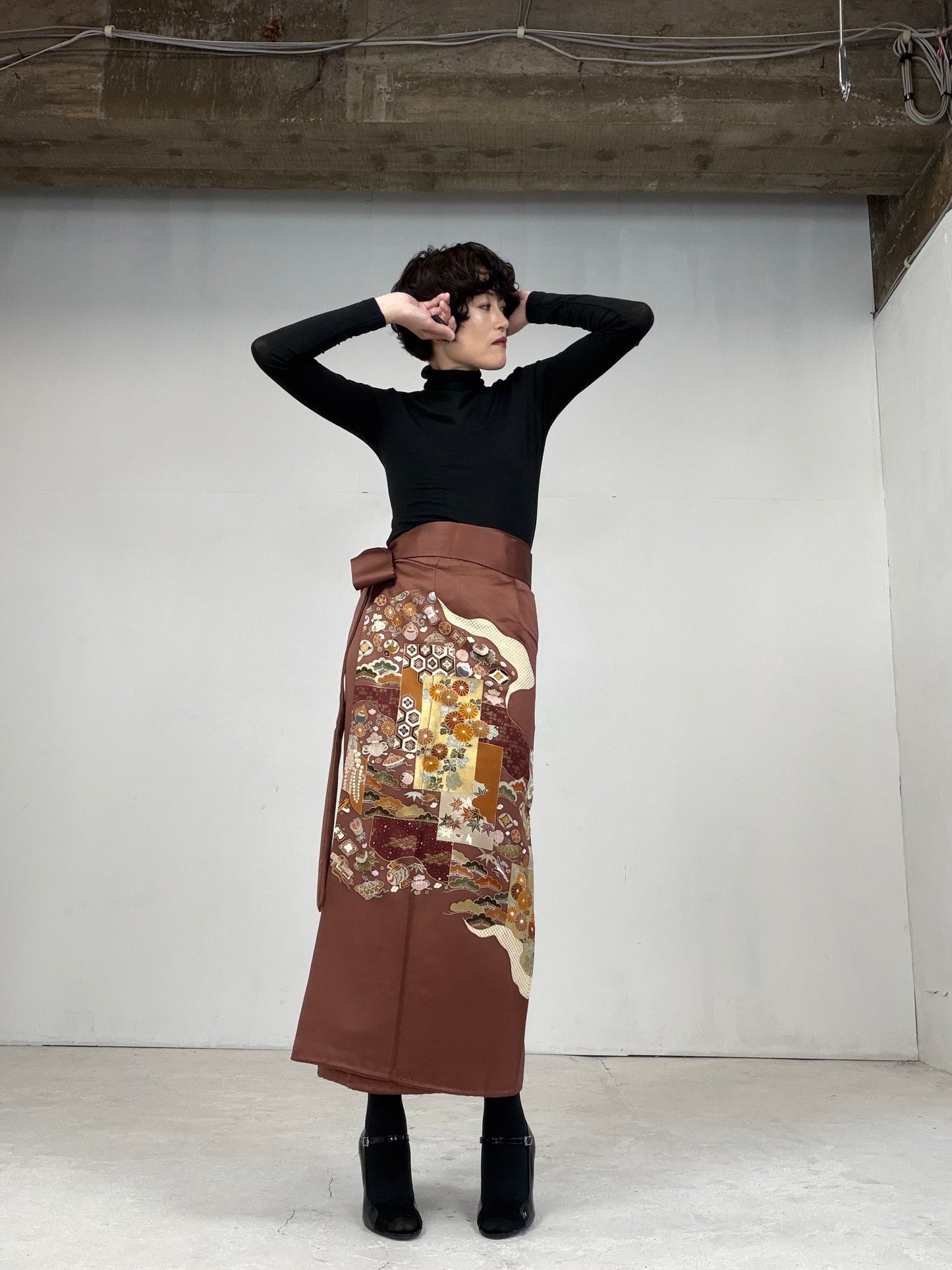 IROTOME SKIRT UPCYCLED FROM JAPANESE KIMONO "104"