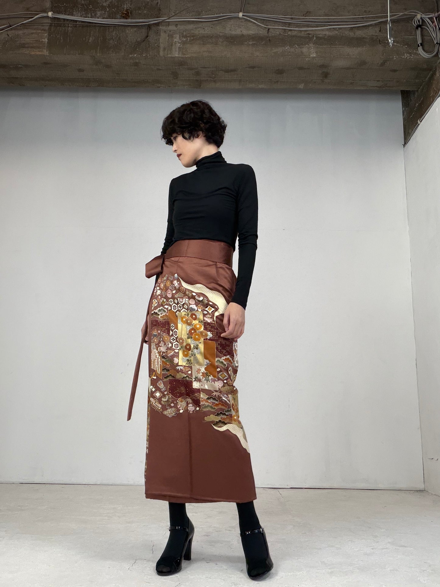 IROTOME SKIRT UPCYCLED FROM JAPANESE KIMONO "104"