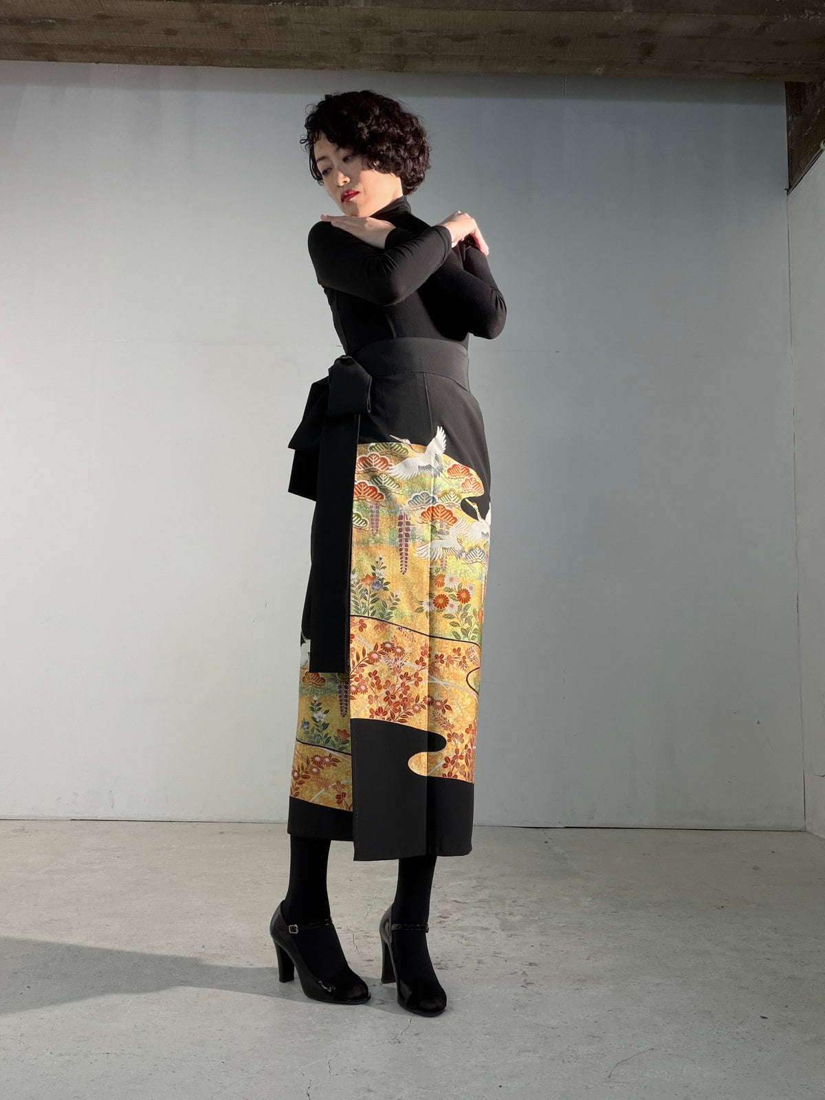 EDO-ZUMA SKIRT UPCYCLED FROM JAPANESE KIMONO "EDO066"