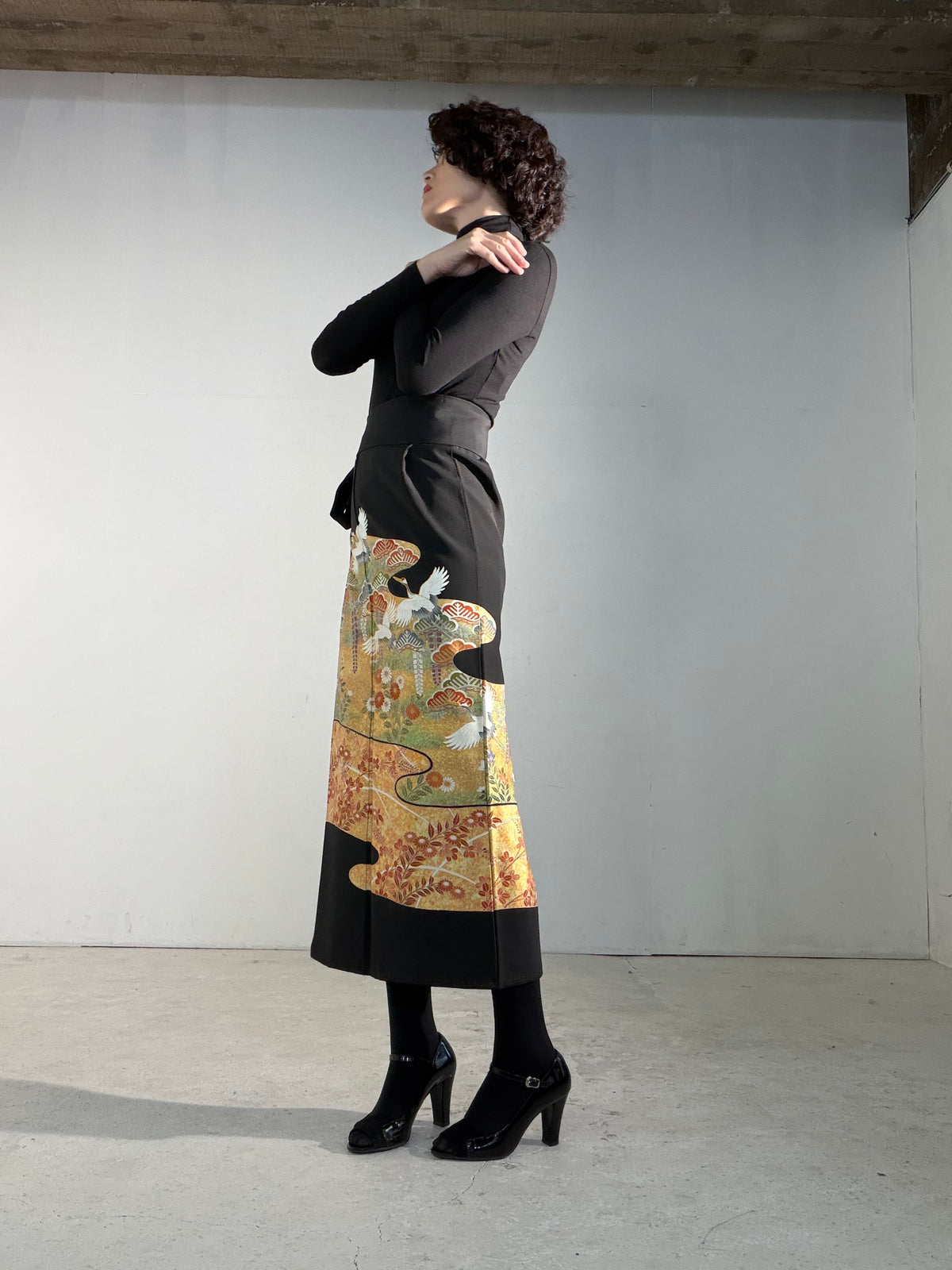 EDO-ZUMA SKIRT UPCYCLED FROM JAPANESE KIMONO "EDO066"