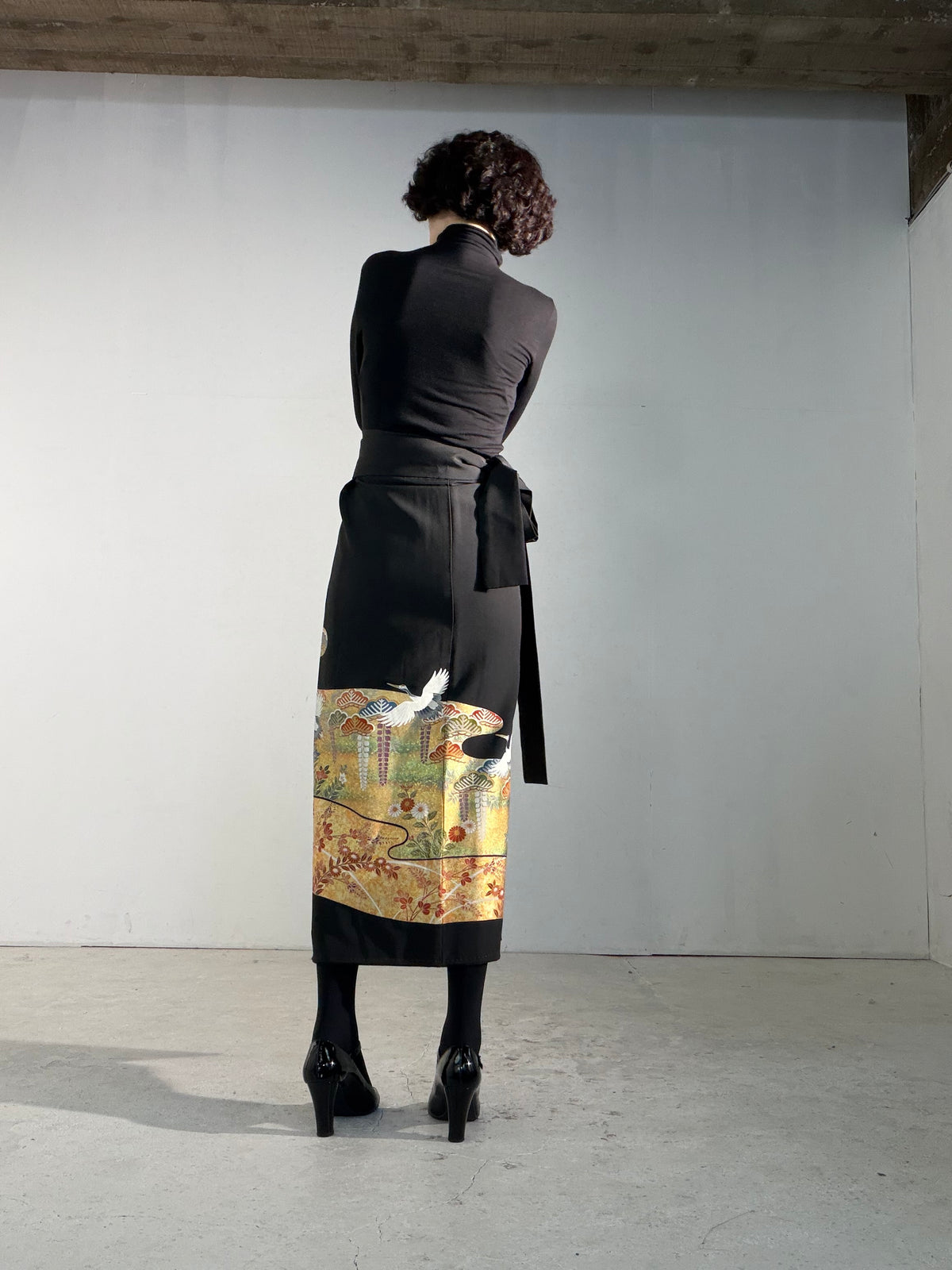 EDO-ZUMA SKIRT UPCYCLED FROM JAPANESE KIMONO "EDO066"