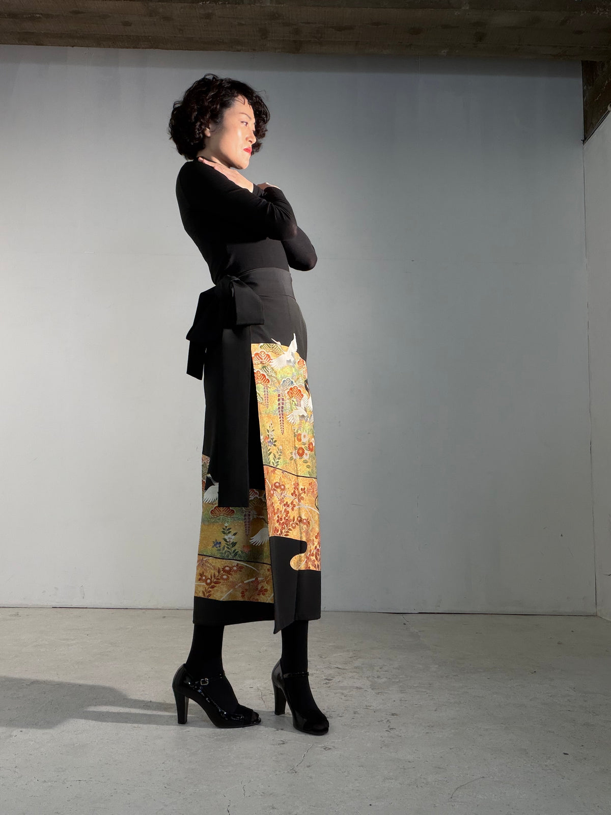 EDO-ZUMA SKIRT UPCYCLED FROM JAPANESE KIMONO "EDO066"
