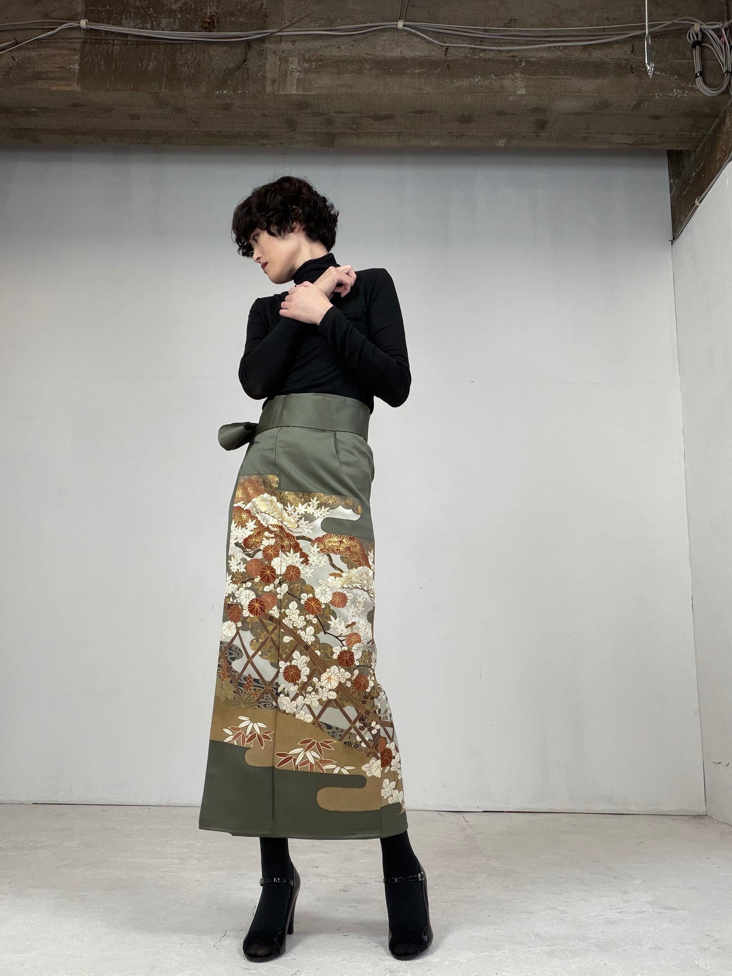IROTOME SKIRT UPCYCLED FROM JAPANESE KIMONO "103"