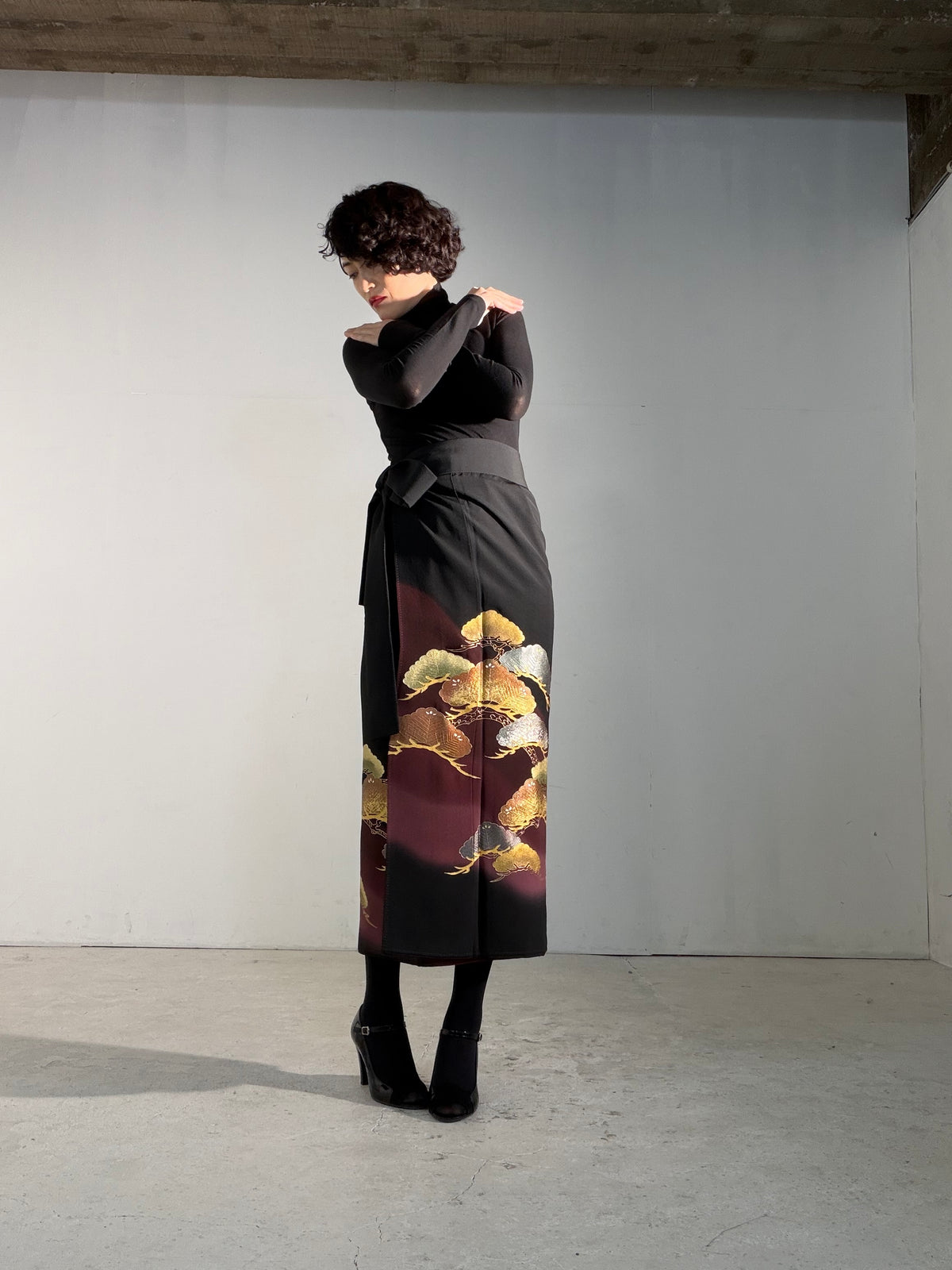 EDO-ZUMA SKIRT UPCYCLED FROM JAPANESE KIMONO "EDO065"
