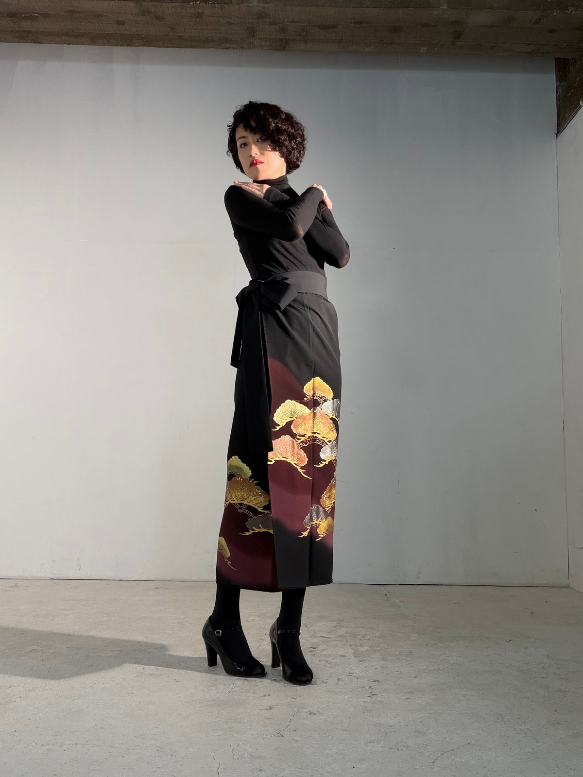 EDO-ZUMA SKIRT UPCYCLED FROM JAPANESE KIMONO "EDO065"