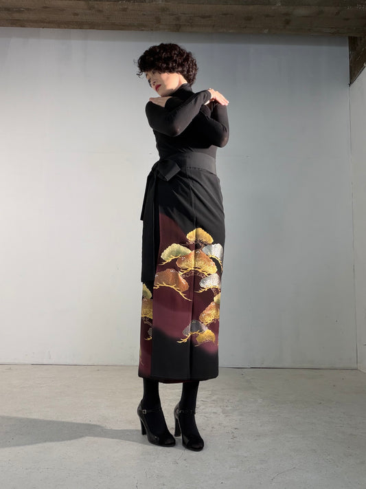 EDO-ZUMA SKIRT UPCYCLED FROM JAPANESE KIMONO "EDO065"