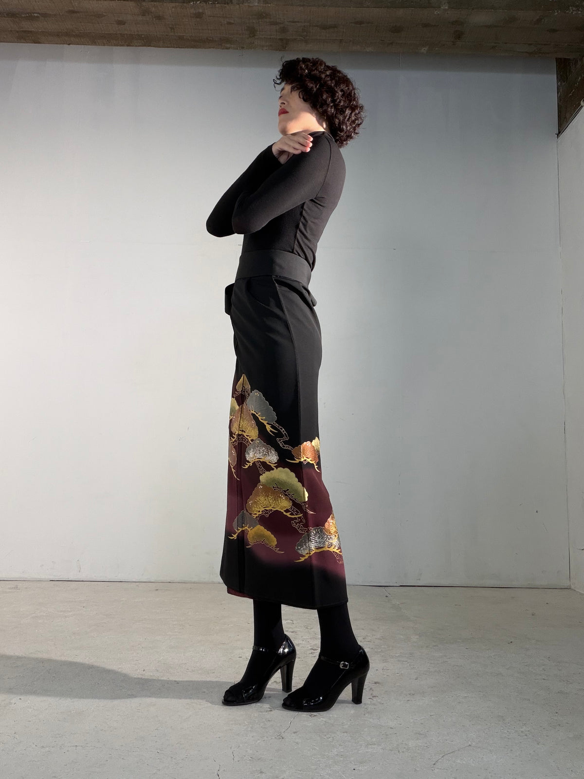 EDO-ZUMA SKIRT UPCYCLED FROM JAPANESE KIMONO "EDO065"