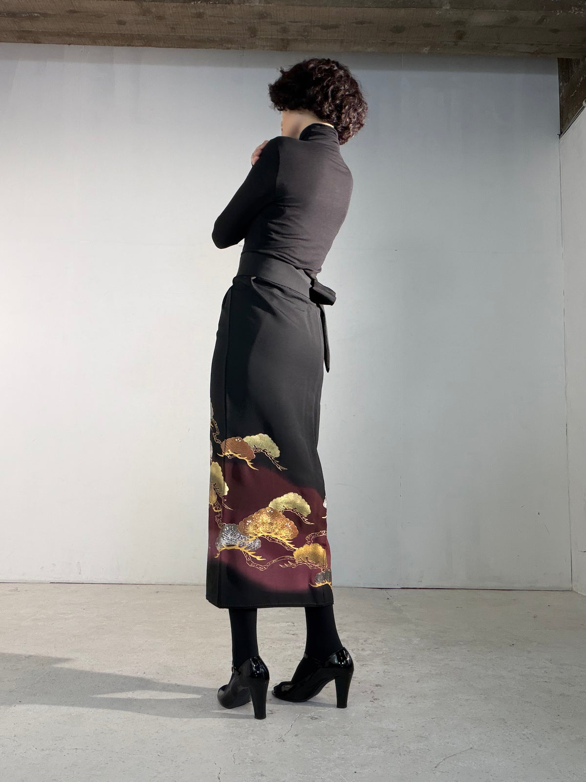 EDO-ZUMA SKIRT UPCYCLED FROM JAPANESE KIMONO "EDO065"