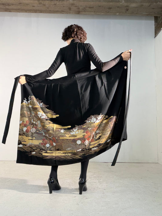 EDO-ZUMA SKIRT UPCYCLED FROM JAPANESE KIMONO "EDO064"