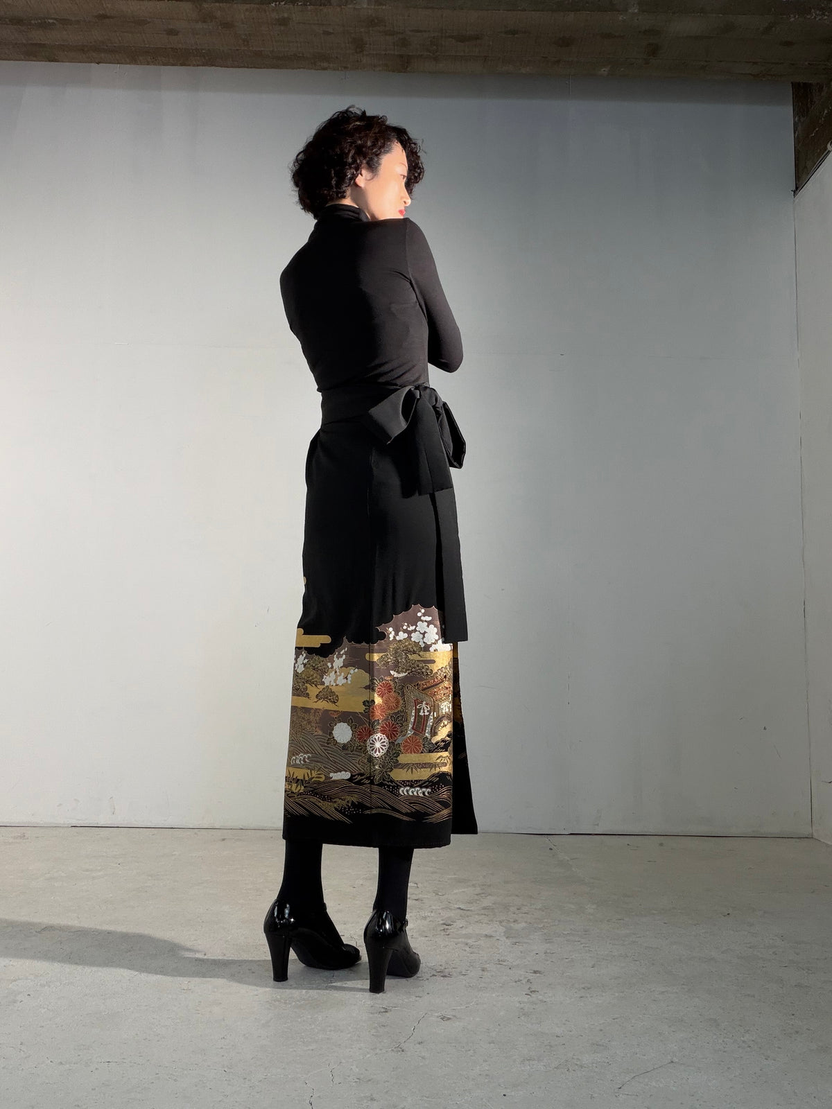 EDO-ZUMA SKIRT UPCYCLED FROM JAPANESE KIMONO "EDO064"