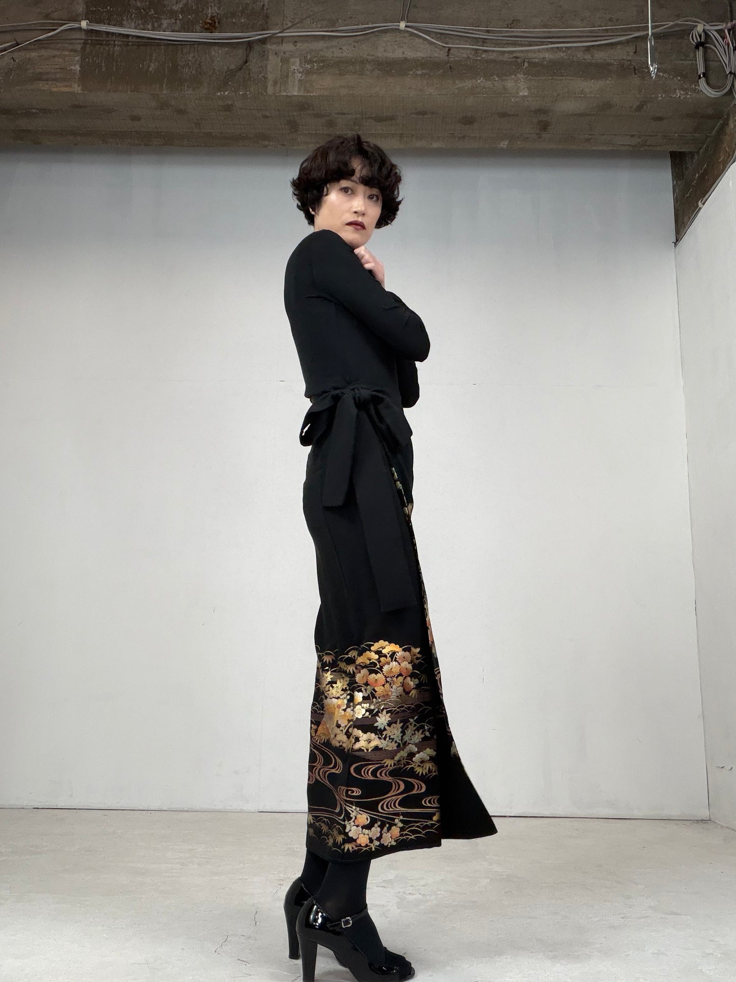 EDO-ZUMA SKIRT UPCYCLED FROM JAPANESE KIMONO "019"