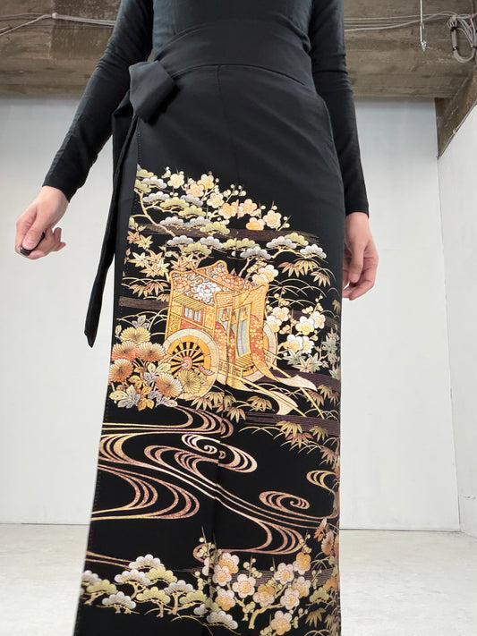 EDO-ZUMA SKIRT UPCYCLED FROM JAPANESE KIMONO "019"