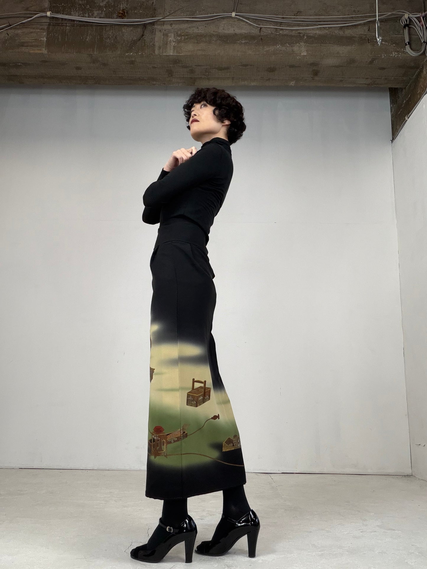 EDO-ZUMA SKIRT UPCYCLED FROM JAPANESE KIMONO "018"