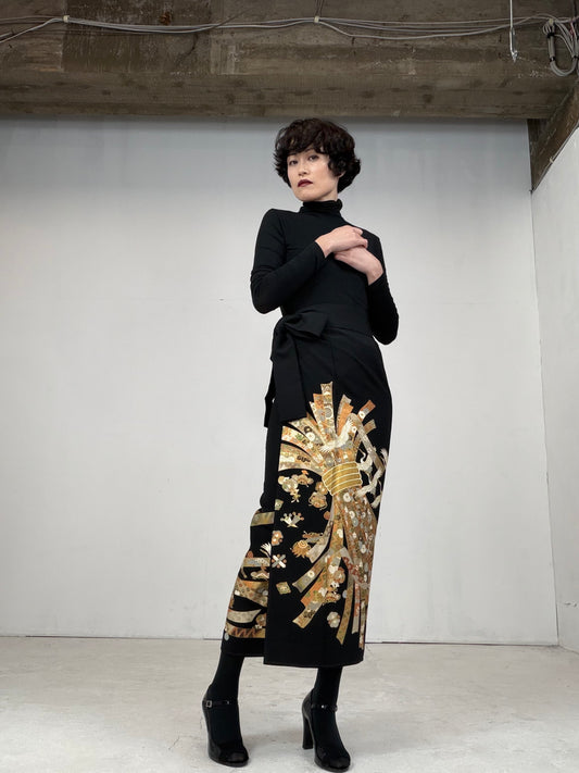 EDO-ZUMA SKIRT UPCYCLED FROM JAPANESE KIMONO "017"