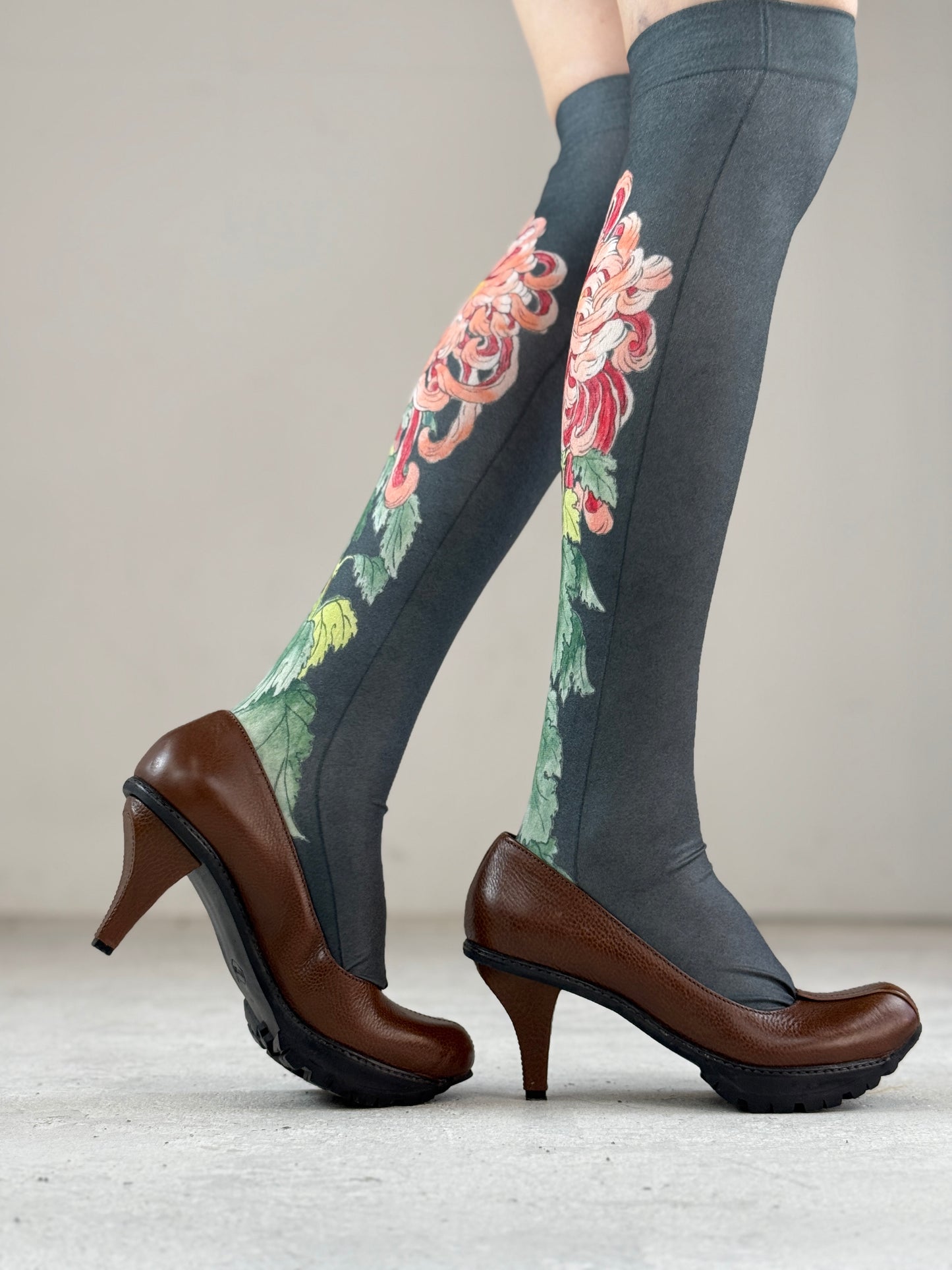 UKIYO-E Over-the-knee socks  / BLACK