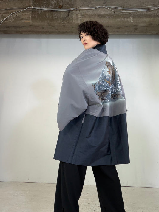 VINTAGE KAWAII HAORI oversized  "Rare Koi Motif,  OSI213"