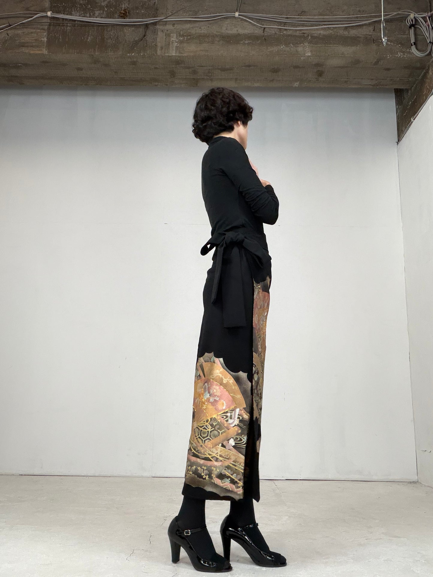 EDO-ZUMA SKIRT UPCYCLED FROM JAPANESE KIMONO "014"