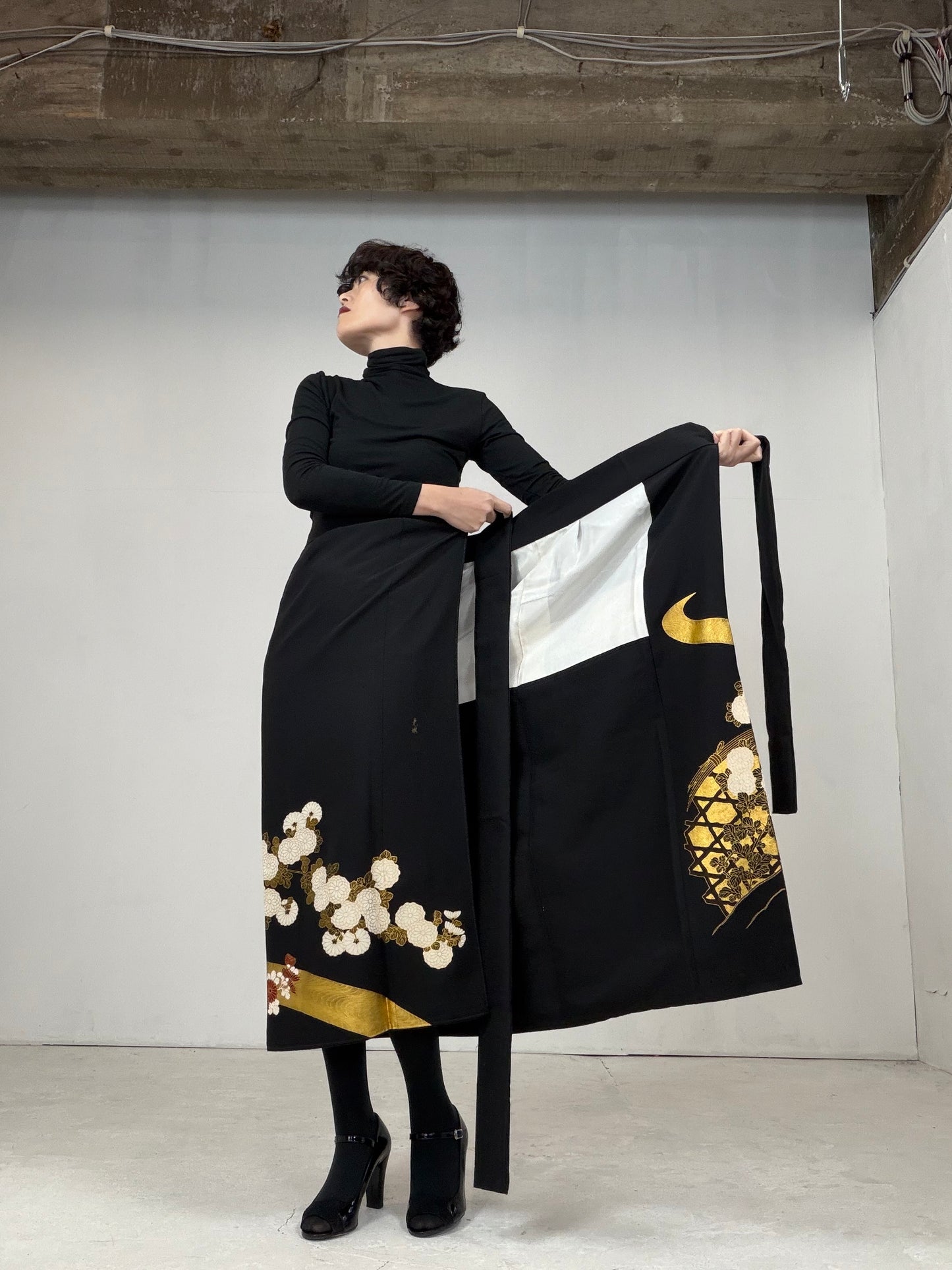 EDO-ZUMA SKIRT UPCYCLED FROM JAPANESE KIMONO "013"