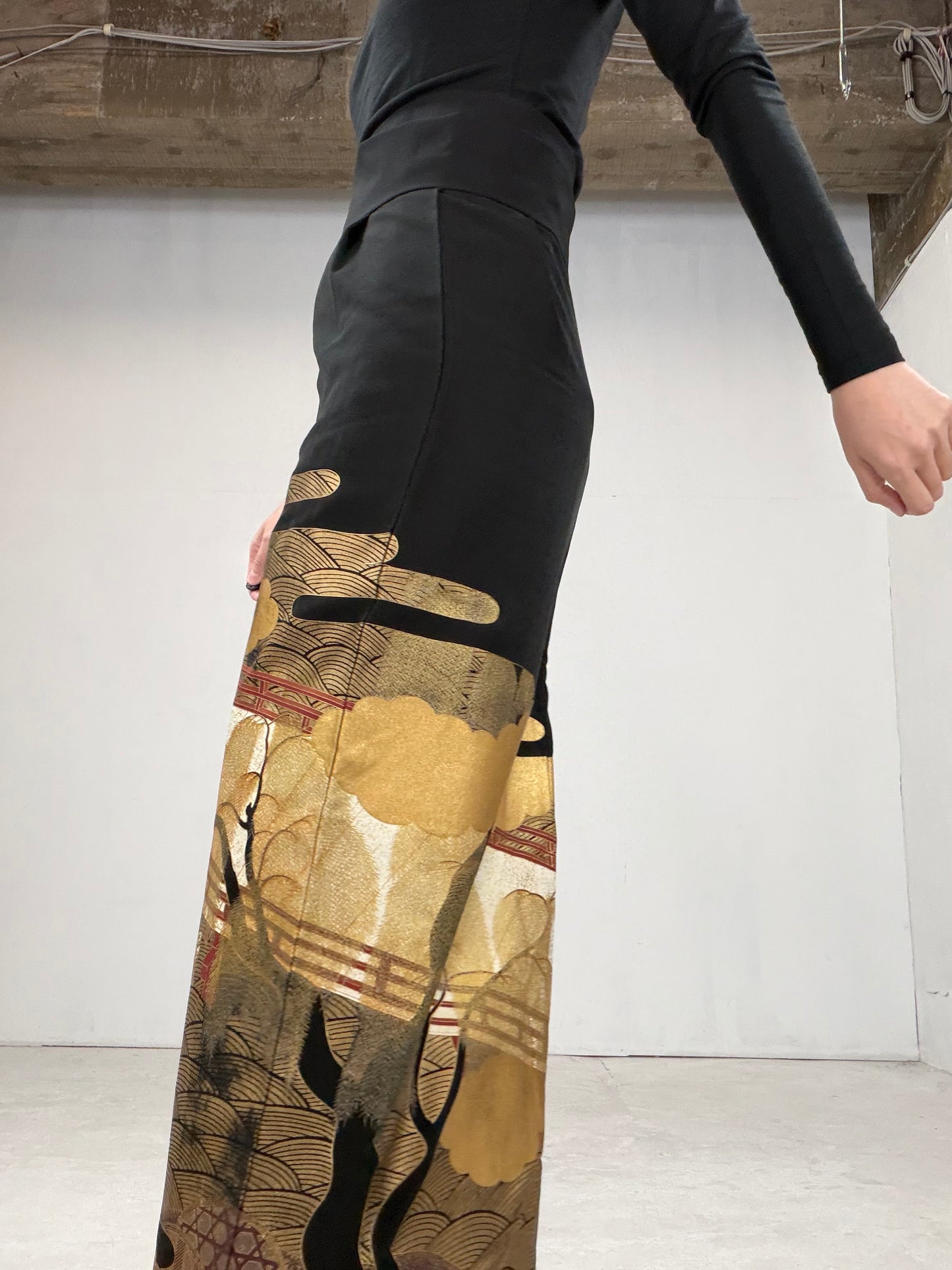 EDO-ZUMA SKIRT UPCYCLED FROM JAPANESE KIMONO "012"*damage